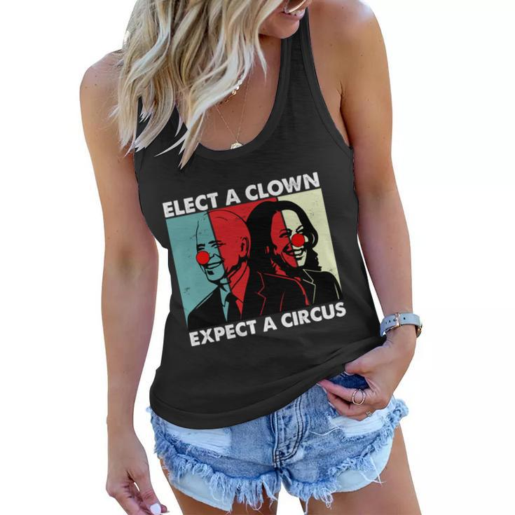Funny Anti Biden Elect A Clown Expect A Circus Anti Joe Biden Design Women Flowy Tank