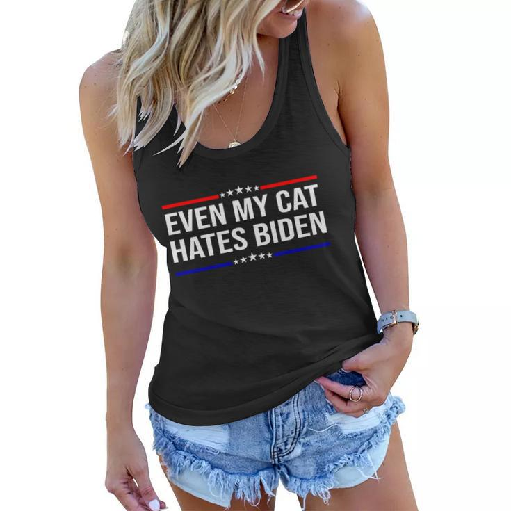 Funny Anti Biden Even My Cat Hates Biden Funny Anti Biden Fjb Women Flowy Tank