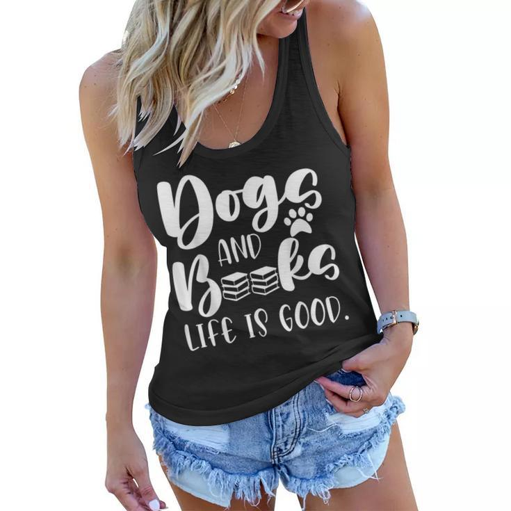 Funny Book Lovers Reading Lovers Dogs Books And Dogs  Women Flowy Tank
