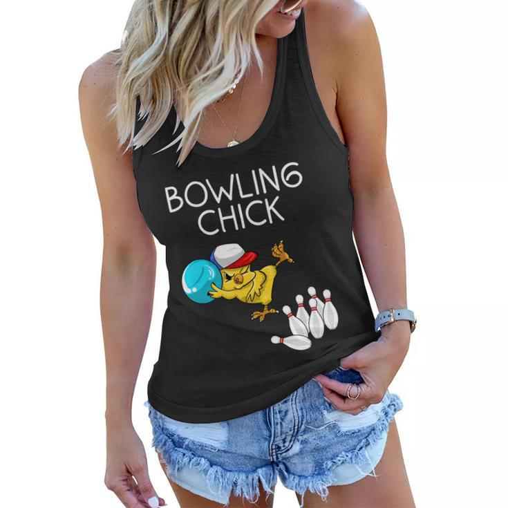 Funny Bowling Gift For Women Cute Bowling Chick Sports Athlete Gift Women Flowy Tank