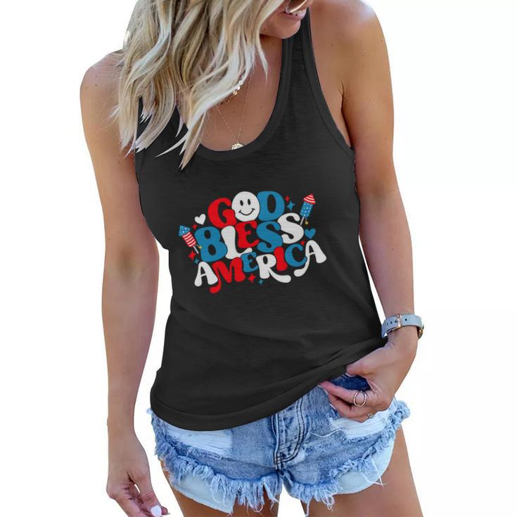 Funny Fireworks Hearts Usa 4Th Of July Patriotic Women Flowy Tank
