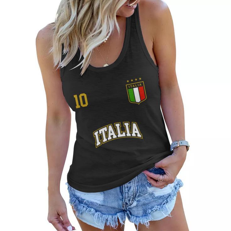 Funny Italy Soccer Team Gift Number 10 Sports Italian Flag Gift Women Flowy Tank