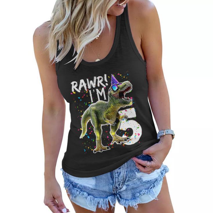 Funny Kids Rawr Im 5 5Th Birthday Party Gift T Rex Dinosaur Gift For Boys Gift Tshirt Women Flowy Tank