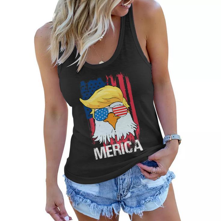 Funny Merica Trump Bald Eagle 4Th Of July Us Flag Men Women Women Flowy Tank