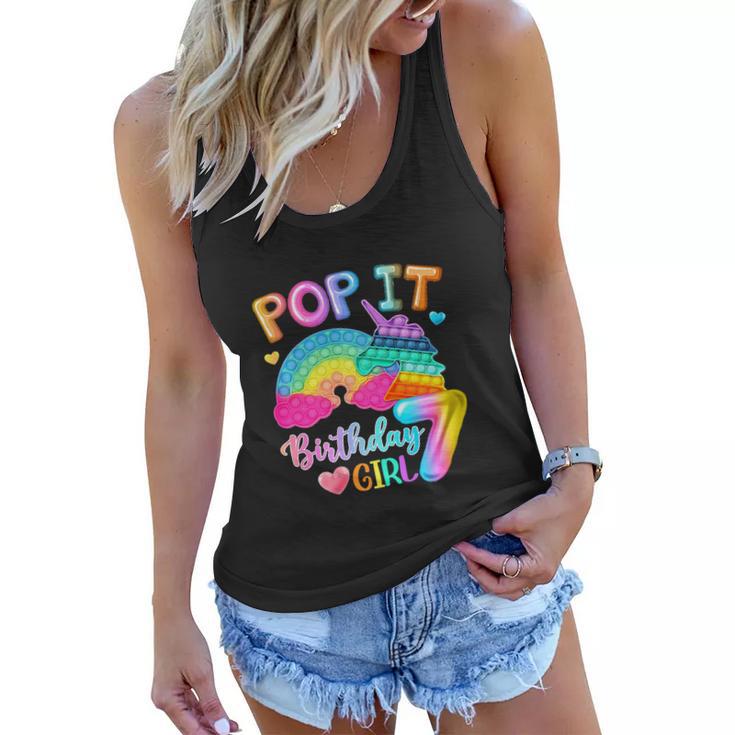 Funny Pop It Birthday Girl For 7 Year Old Girls Unicorn Party Women Flowy Tank