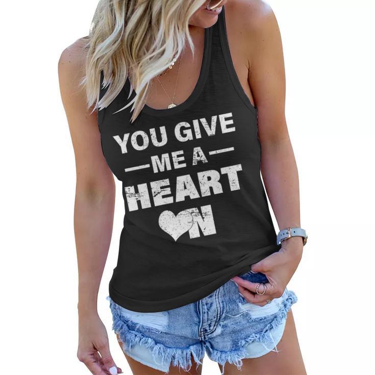 Funny Valentines Day Give Me A Heart On Women Flowy Tank