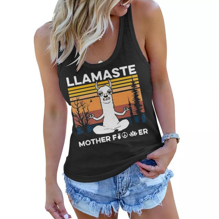 Funny Yoga Llamaste Mother Fvcker Retro Vintage Mans Women Flowy Tank