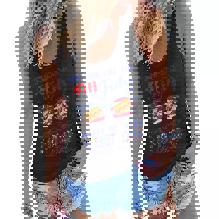 Funny You Look Like The 4Th Of July Makes Me Want A Hot Dog  V2 Women Flowy Tank