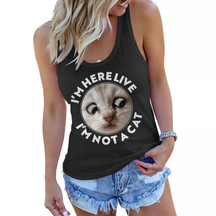 Funny Zoom Lawyer Cat Meme Im Here Live Im Not A Cat Tshirt Women Flowy Tank