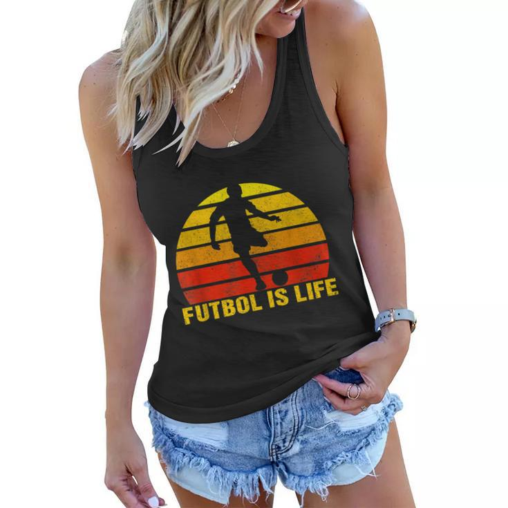 Futbol Is Life Vintage Soccer Player Sports Futbol Women Flowy Tank