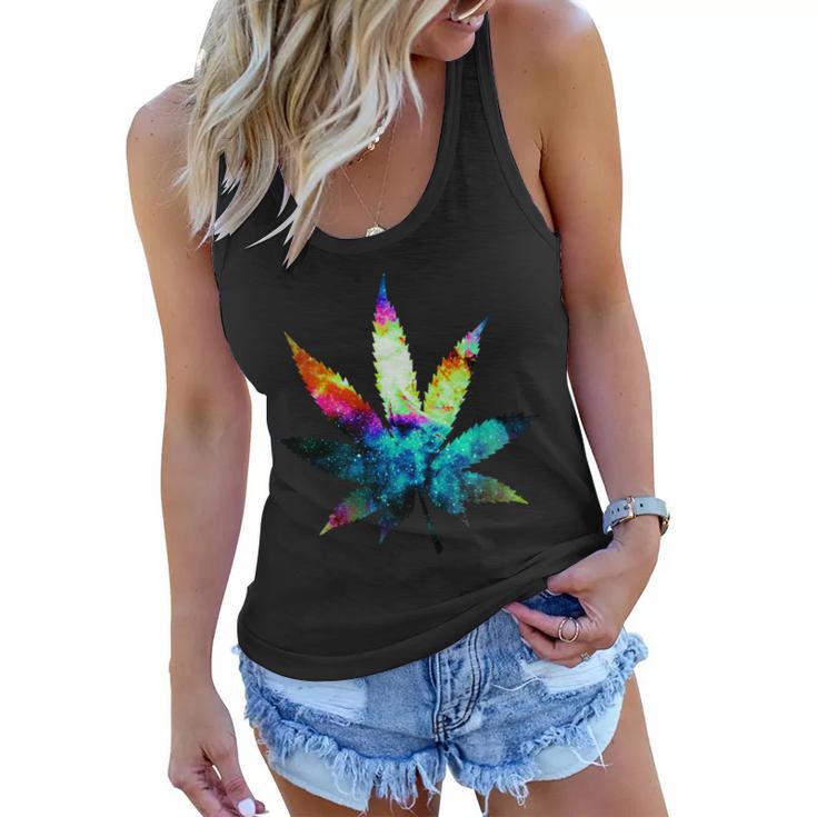 Galaxy Kush In Space Weed Women Flowy Tank