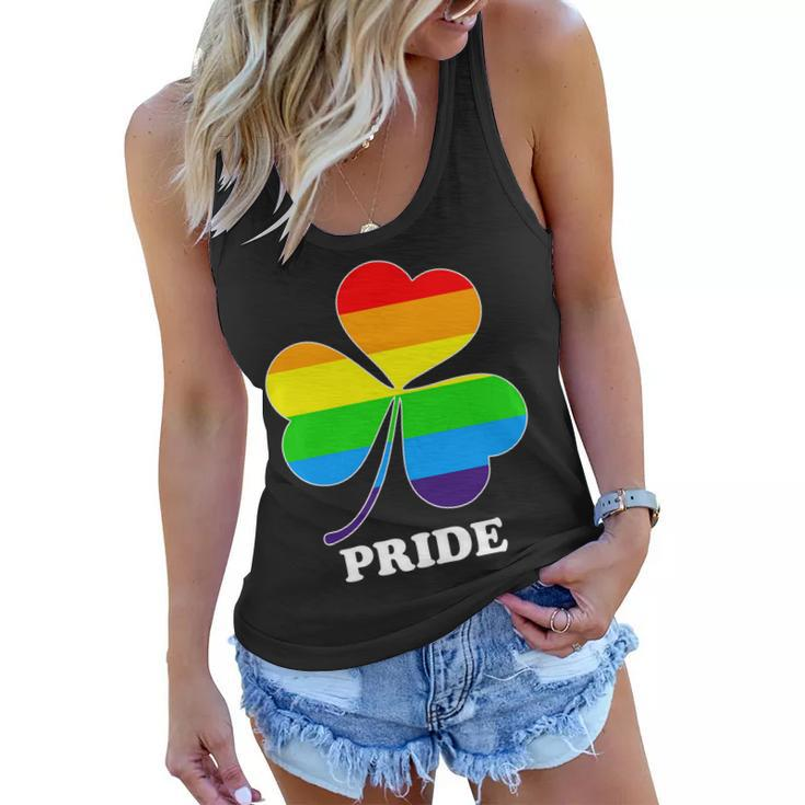 Gay Pride Cloverleaf Rainbow Tshirt Women Flowy Tank