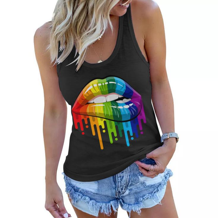 Gay Pride Lips Tshirt V2 Women Flowy Tank