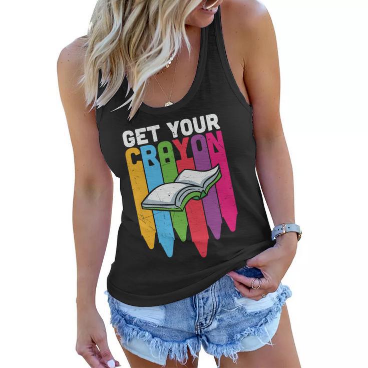 Get Your Cray On Back To School Student Teacher Graphic Shirt For Kids Teacher Women Flowy Tank