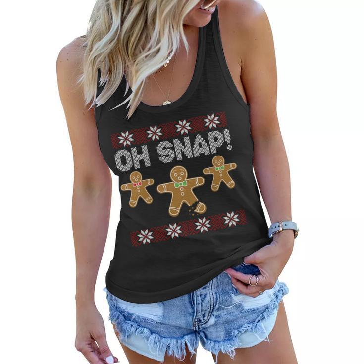 Gingerbread Oh Snap Ugly Christmas Sweater Women Flowy Tank