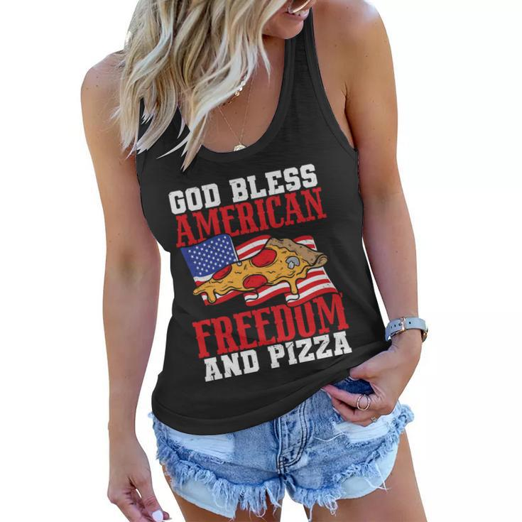 God Bless American Freedom And Pizza Plus Size Shirt For Men Women And Family Women Flowy Tank