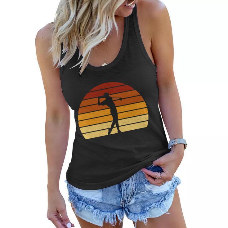 Golf Retro Sunset Golfing Women Flowy Tank