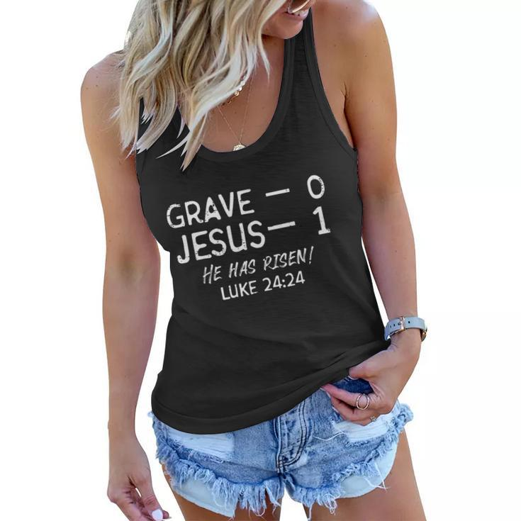 Grave 0 Jesus 1 He Has Risen Jesus Religious Easter Christ Women Flowy Tank