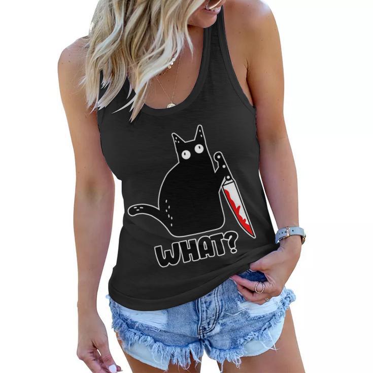 Halloween Cat What Bloody Knife Women Flowy Tank