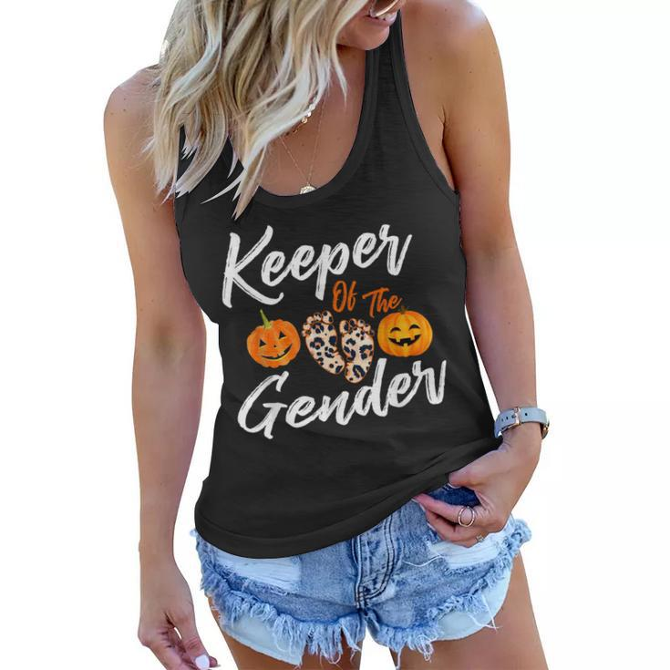 Halloween Keeper Of The Gender Reveal Pumpkin Party Leopard  Women Flowy Tank