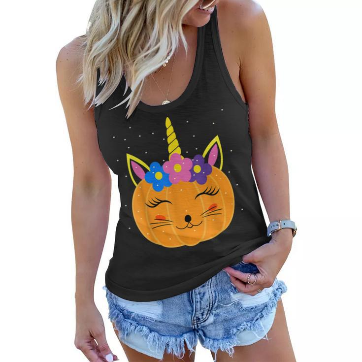 Halloween Leopard Unicorn Pumpkin Cat Funny Girls Kids Women  Women Flowy Tank