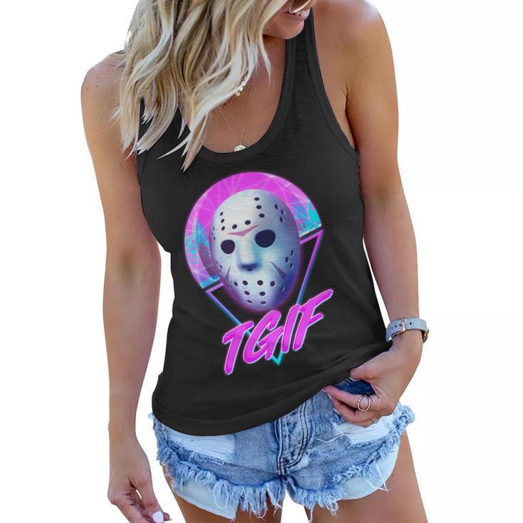 Halloween Retro 80S Tgif Jason Mask Tshirt Women Flowy Tank