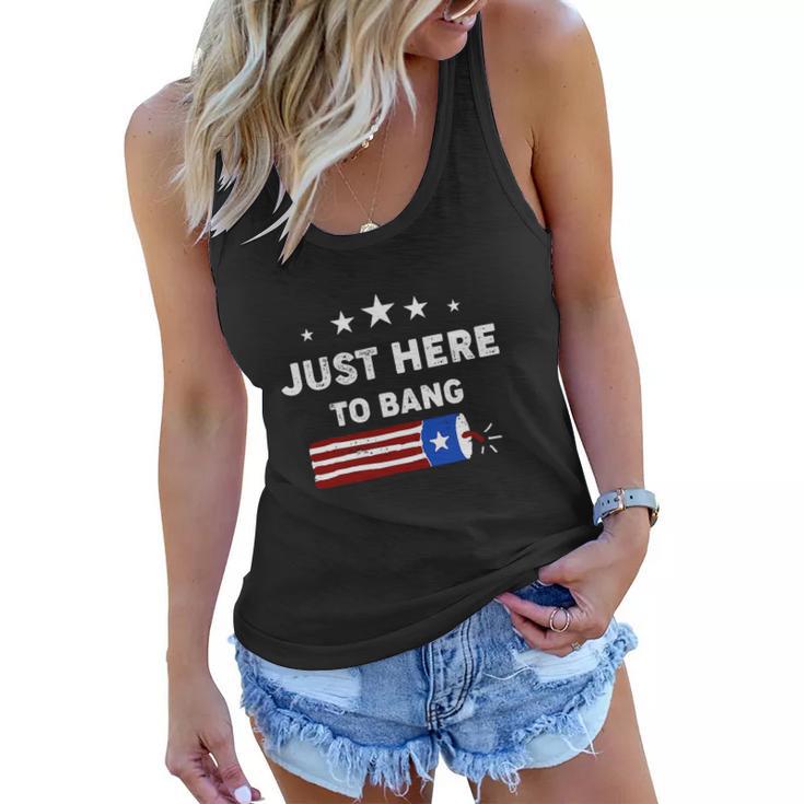 Happy 4Th Of July Just Here To Bang With Firecracker Women Flowy Tank