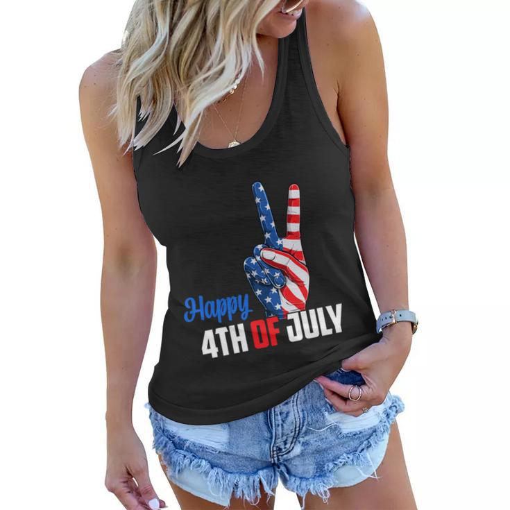 Happy 4Th Of July Peace America Independence Day Patriot Usa Gift Women Flowy Tank