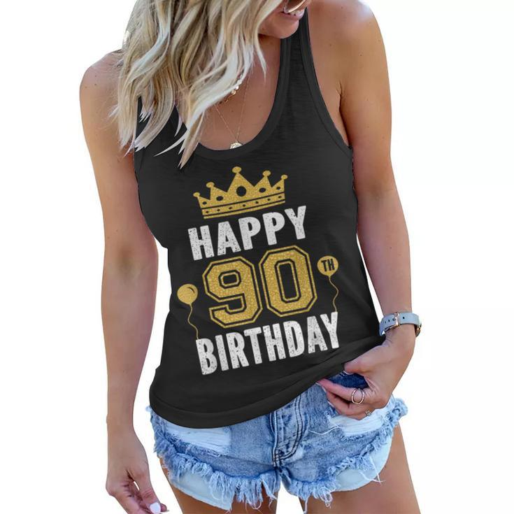 Happy 90Th Birthday Idea For 90 Years Old Man And Woman  Women Flowy Tank