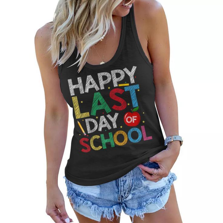Happy Last Day Of School Funny End Of Year Teacher Student  Women Flowy Tank
