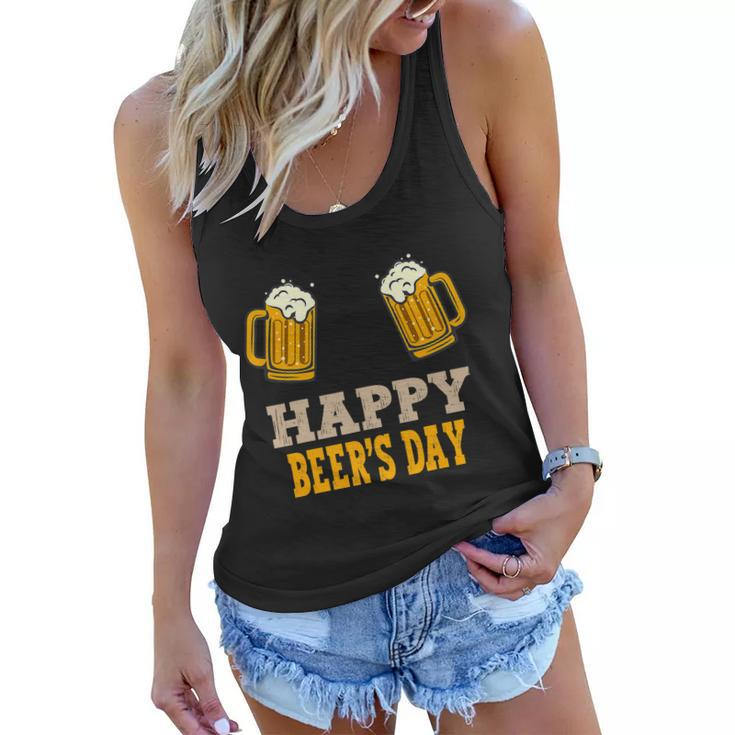 Happy National Beers Day Funny Graphic Art Beer Drinking Women Flowy Tank