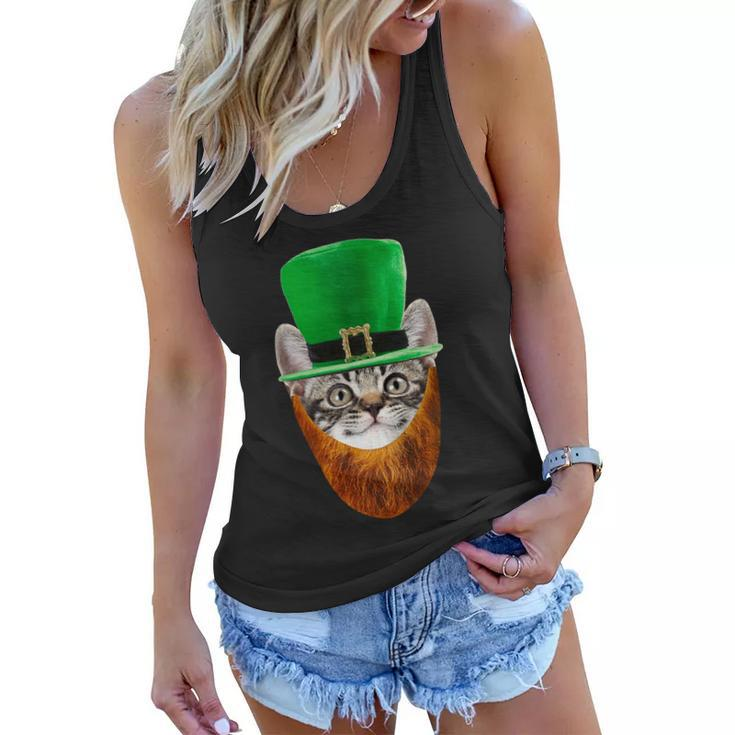 Happy St Catricks Day Funny Cat Ginger Beard St Patricks Day Tshirt Women Flowy Tank