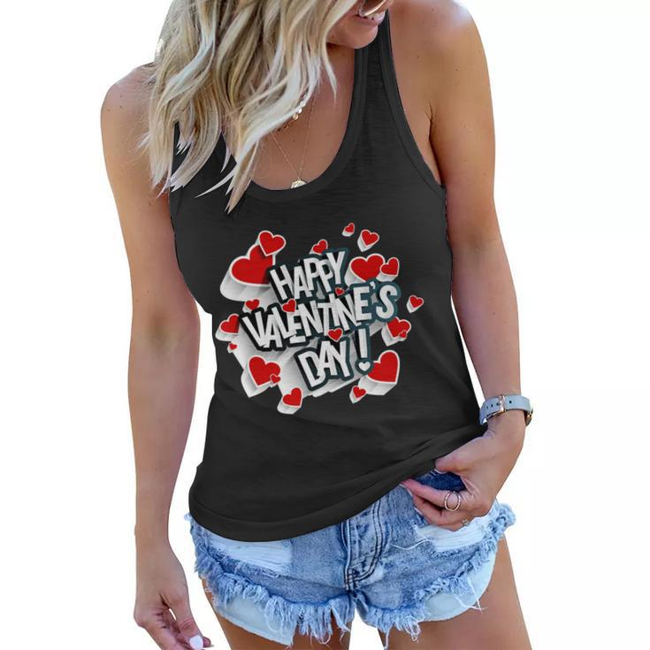 Happy Valentines Day Love Hearts Logo Women Flowy Tank