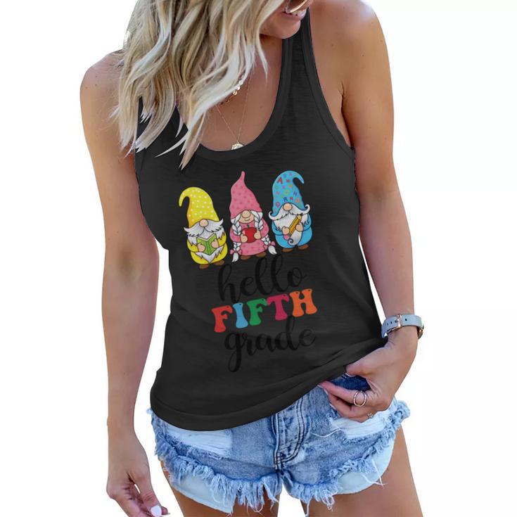 Hello Fifth Grade School Gnome Teacher Students Graphic Plus Size Shirt Women Flowy Tank