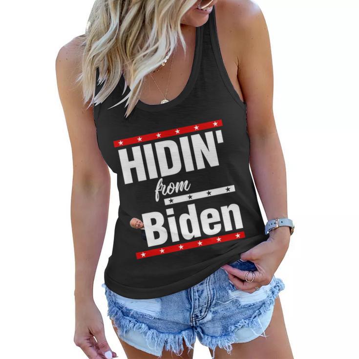 Hidin From Biden Shirt Creepy Joe Trump Campaign Gift Women Flowy Tank