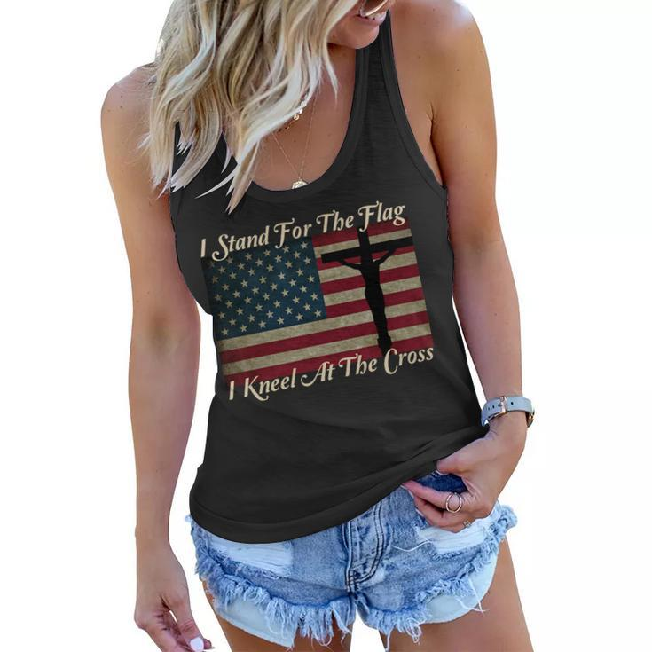I Stand For The Flag And Kneel For The Cross Tshirt Women Flowy Tank