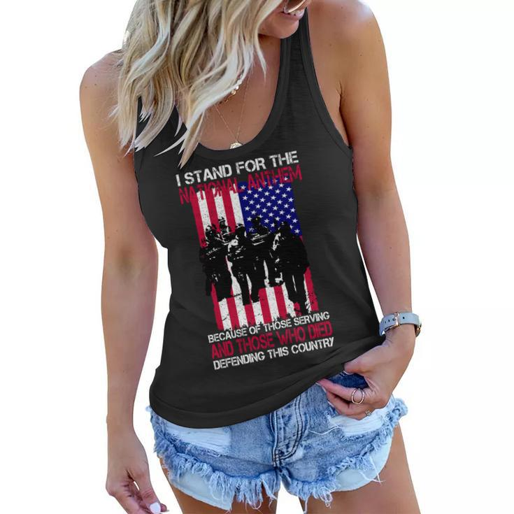 I Stand For The National Anthem Defending This Country Women Flowy Tank