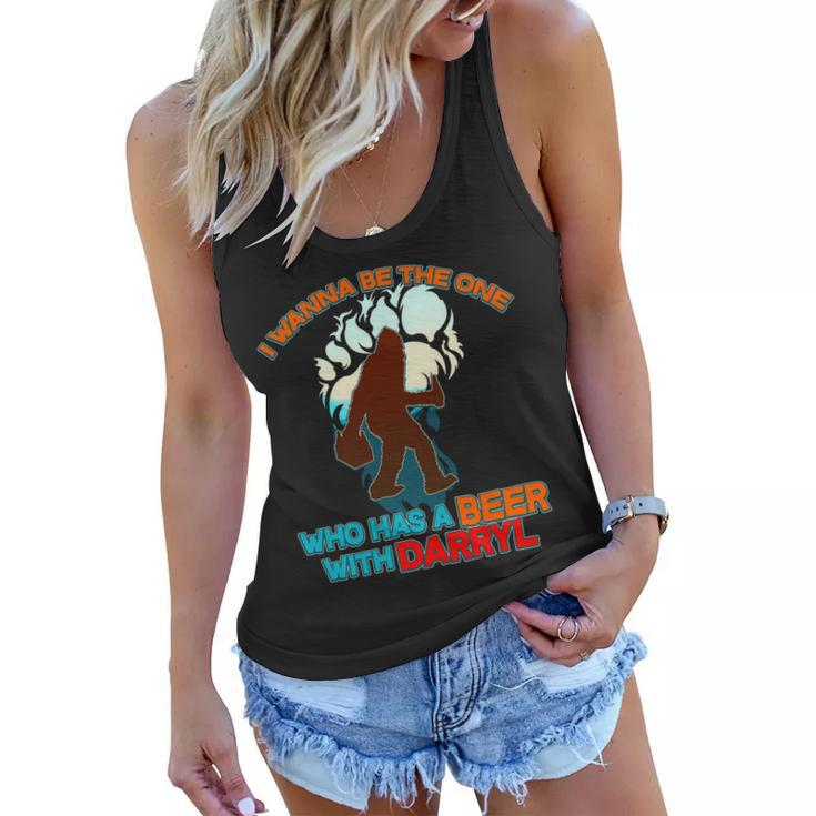I Wanna Be The One Who Has A Beer With Darryl Funny Bigfoot Women Flowy Tank