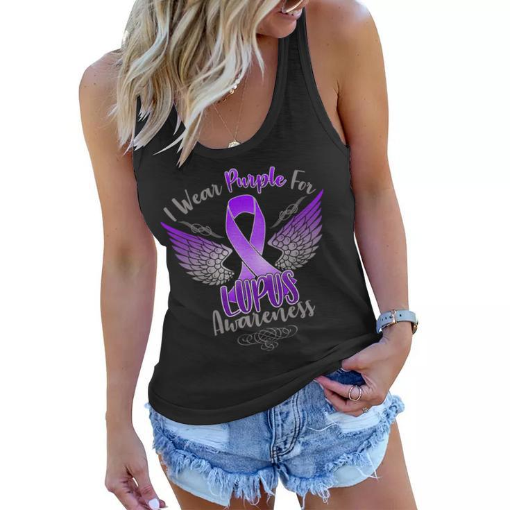 I Wear Purple For Lupus Awareness Tshirt Women Flowy Tank