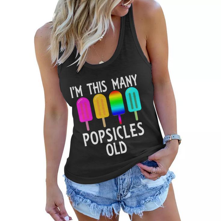 Im This Many Popsicles Old Funny 4Th Birthday Popsicle Gift Women Flowy Tank