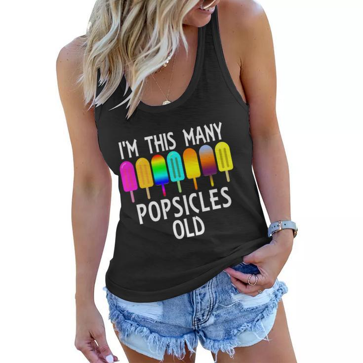 Im This Many Popsicles Old Funny 7Th Birthday Popsicle Cute Gift Women Flowy Tank