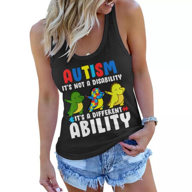 Its Not A Disability Ability Autism Dinosaur Dabbing Tshirt Women Flowy Tank