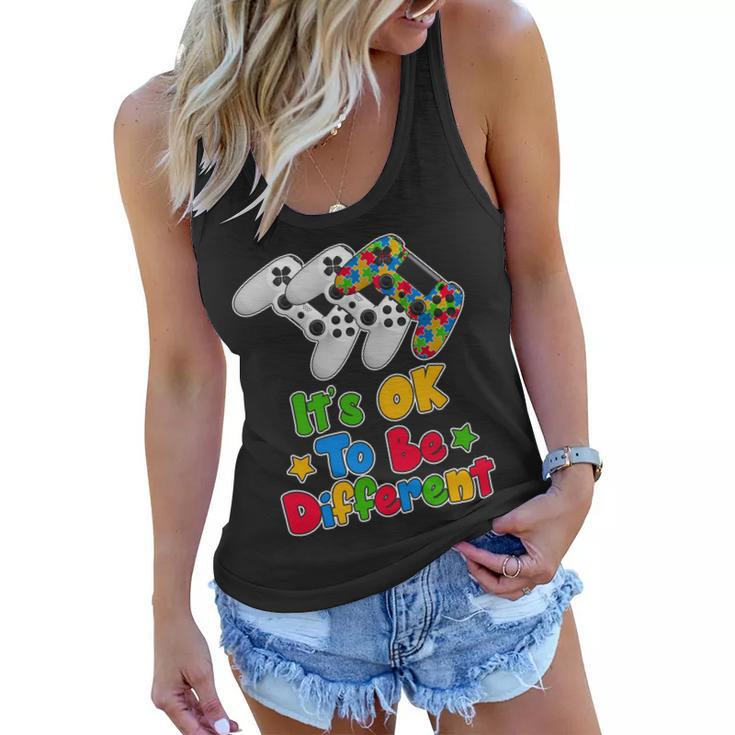 Its Ok To Be Different Autism Awareness Video Gamer Women Flowy Tank
