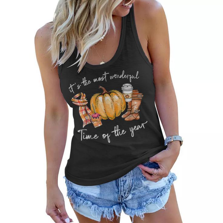 Its The Most Wonderful Time Of The Year Pumpkin Autumn Fall  Women Flowy Tank