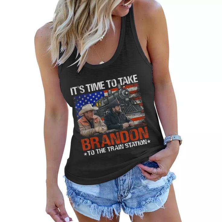 Its Time To Take Brandon To The Train Station America Flag Tshirt Women Flowy Tank