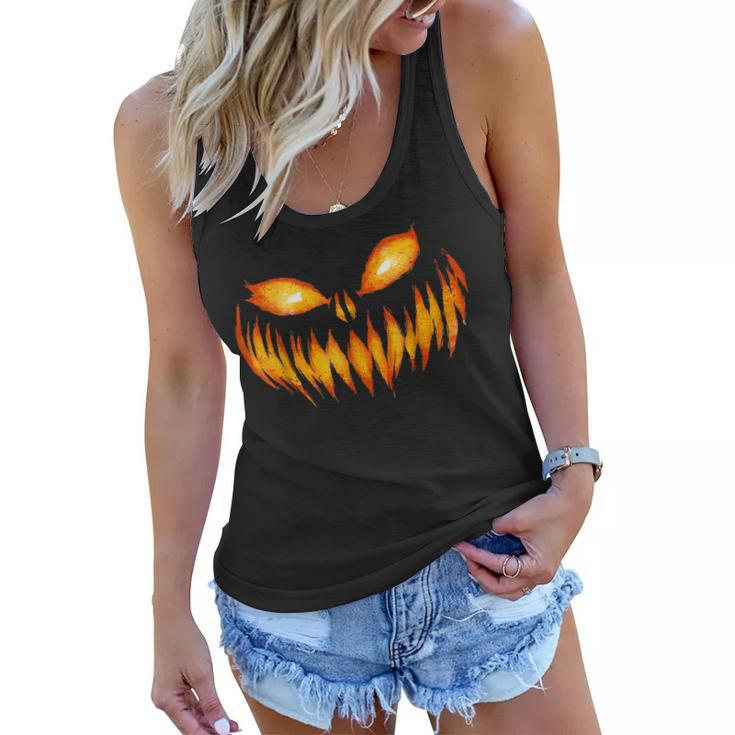 Jack O Lantern Scary Carved Pumpkin Face Halloween Costume  Women Flowy Tank