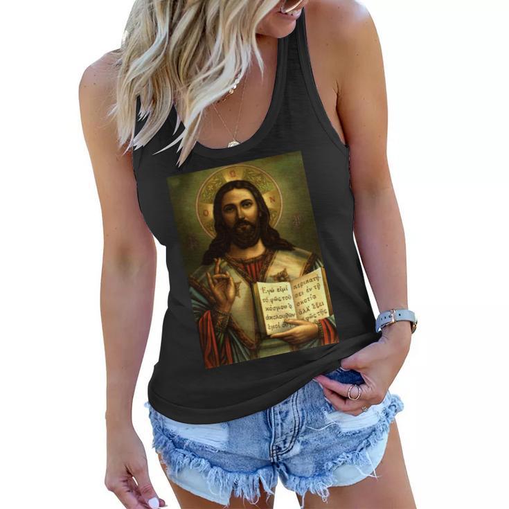 Jesus Christ Religious Photo Women Flowy Tank