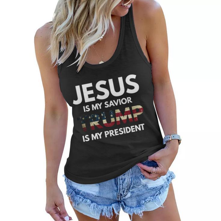 Jesus Is My Savior Trump Is My President Gift Women Flowy Tank