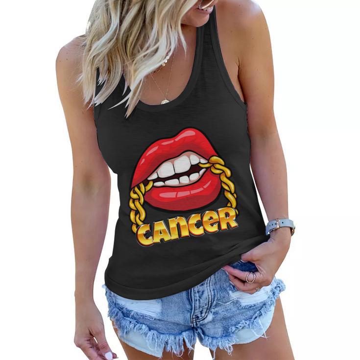 Juicy Lips Gold Chain Cancer Zodiac Sign Women Flowy Tank