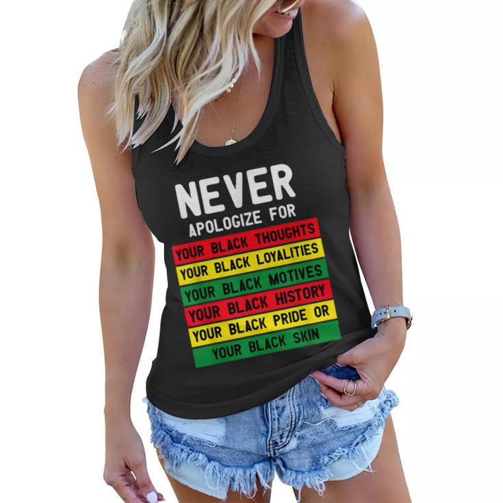 Juneteenth Black Pride Never Apologize For Your Blackness Women Flowy Tank